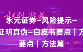 永元证券—风险提示—怎么证明真伪—白皮书要点｜方法篇